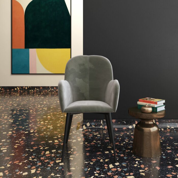 Dorel Fitz Accent chair in Silver Grey, Deep Red, Mustard or Green velvet-19424