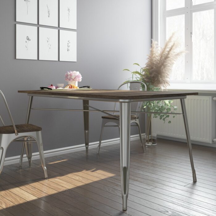 Dorel Fusion rectangular dining table in Black or gun metal-19557