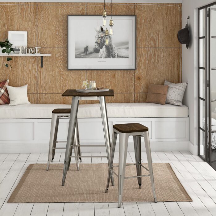 Dorel Fusion square bar table in black or gun metal-19565