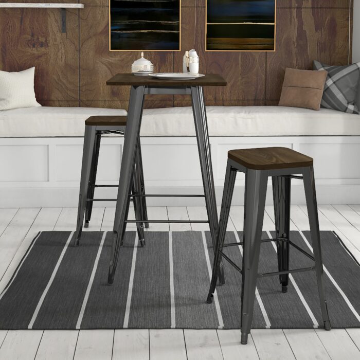 Dorel Fusion square bar table in black or gun metal-19567
