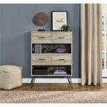 Dorel Landon Bookcase in distressed grey oak-19601