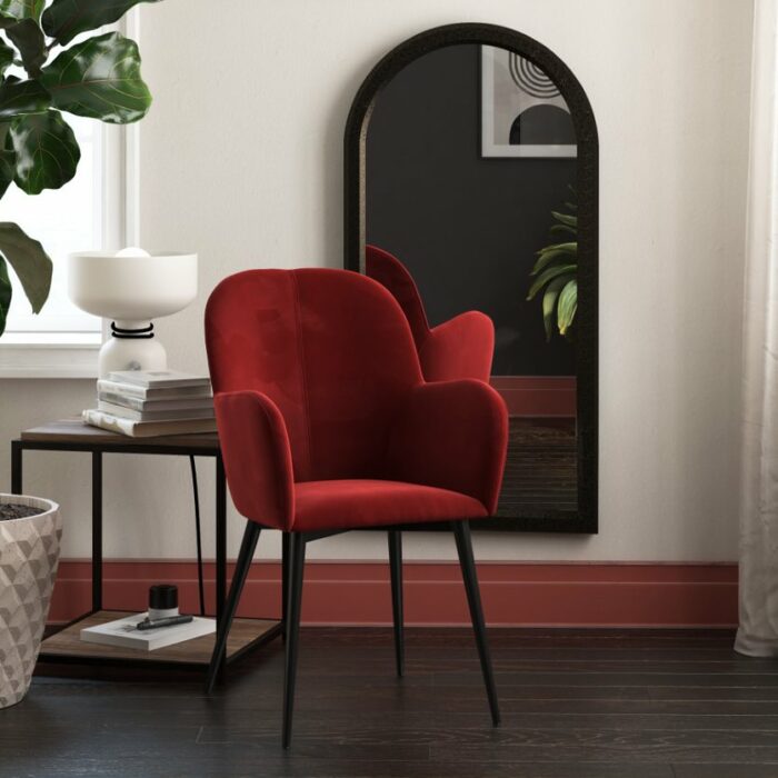 Dorel Fitz Accent chair in Silver Grey, Deep Red, Mustard or Green velvet-21995