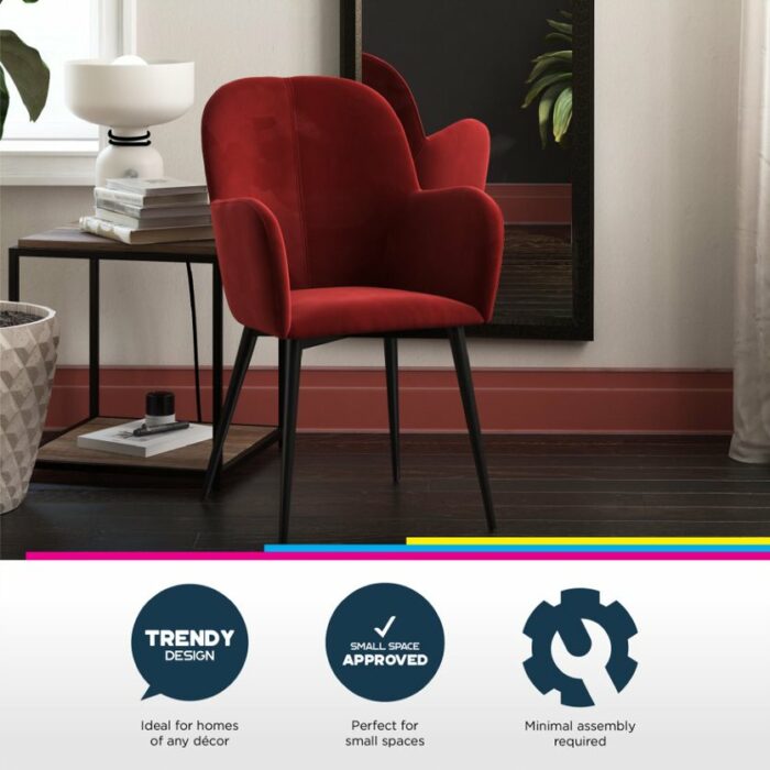 Dorel Fitz Accent chair in Silver Grey, Deep Red, Mustard or Green velvet-21994