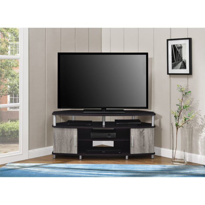 Dorel Carson corner tv stand in espresso/ sonoma oak/ two-tone-19128