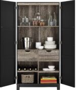 Dorel 64" Carver storage cabinet in black-0