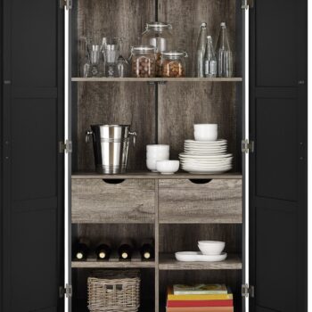 Dorel 64" Carver storage cabinet in black-0