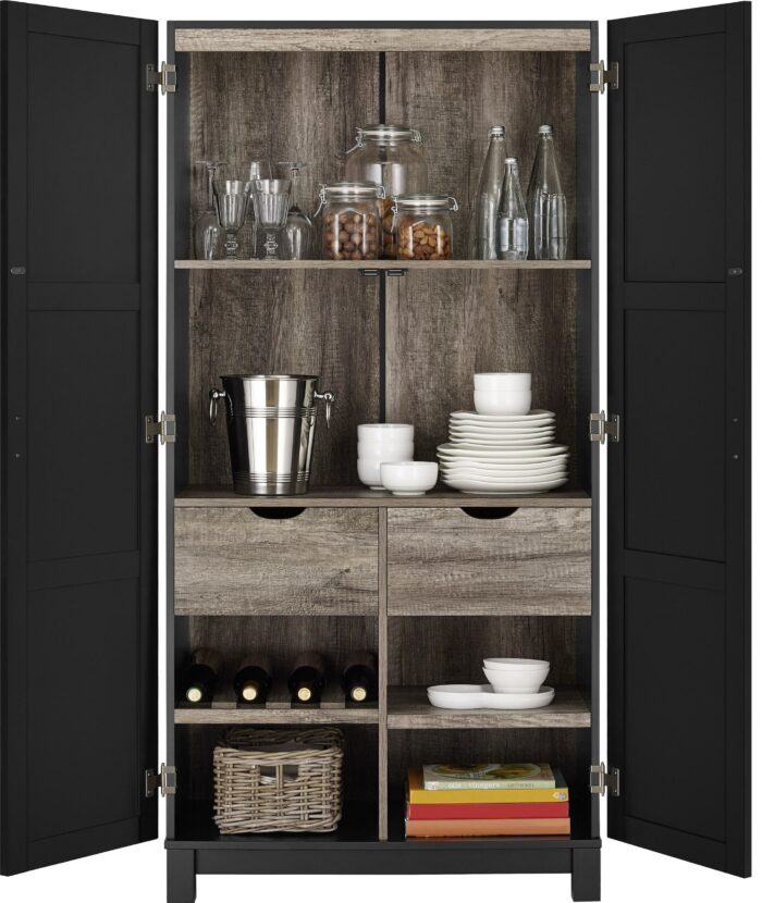 Dorel 64" Carver storage cabinet in black-0