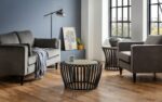 Julian Bowen Washington Industrial Style Lamp Table - Black & Mocha Elm-19369