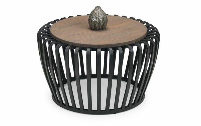 Julian Bowen Washington Round Industrial Style Coffee Table - Black/Mocha Elm-19367