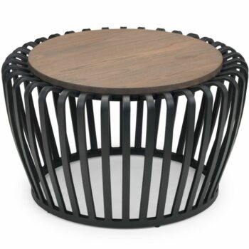 Julian Bowen Washington Round Industrial Style Coffee Table - Black/Mocha Elm-0