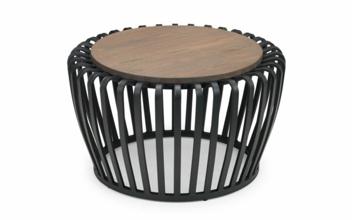 Julian Bowen Washington Round Industrial Style Coffee Table - Black/Mocha Elm-0