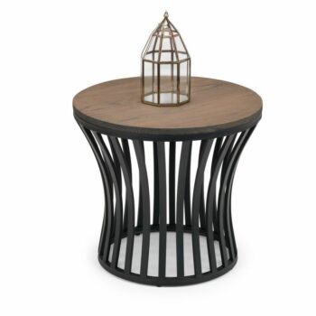 Julian Bowen Washington Industrial Style Lamp Table - Black & Mocha Elm-0