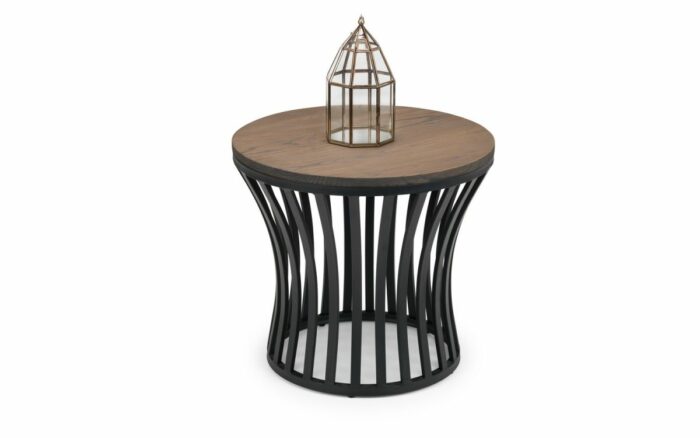 Julian Bowen Washington Industrial Style Lamp Table - Black & Mocha Elm-0