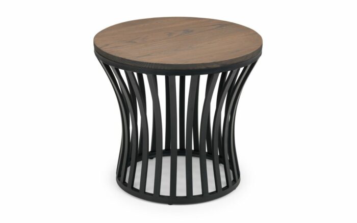 Julian Bowen Washington Industrial Style Lamp Table - Black & Mocha Elm-19368