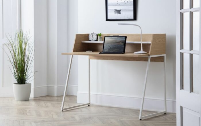 Julian Bowen Palmer Home Office Desk Oak & White-20249