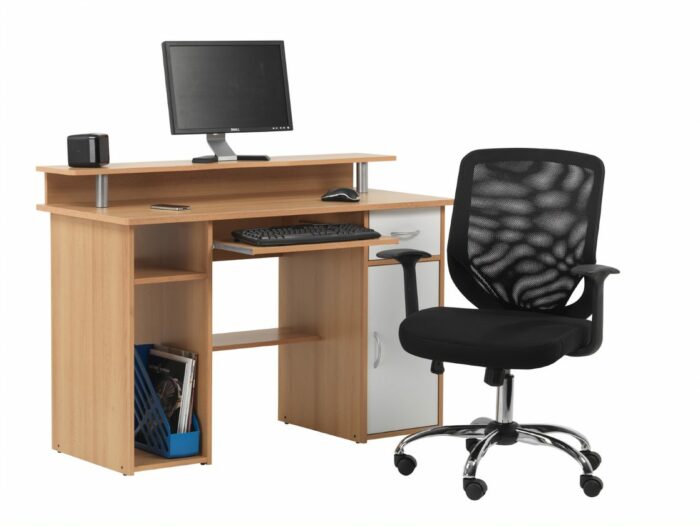 Alphason Albany Computer Desk with Storage - Beech & White-20336