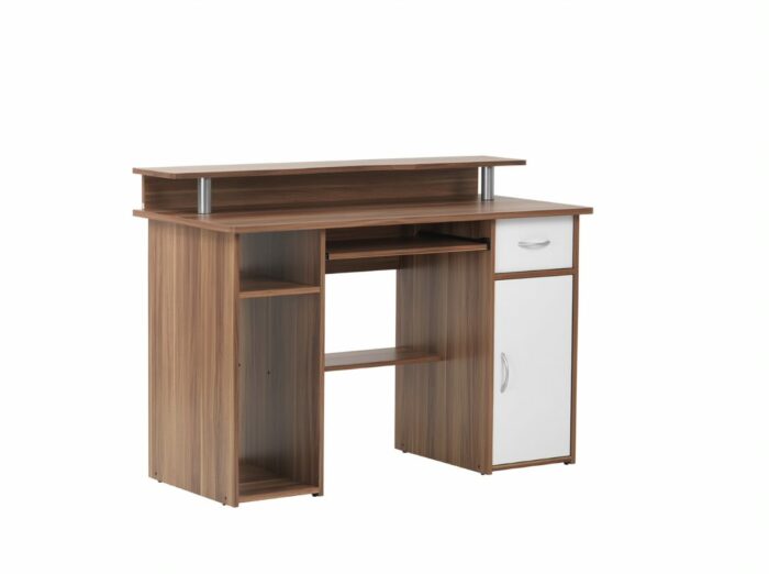 Alphason Albany Computer Desk with Storage - Walnut & White-20349