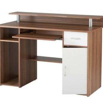 Alphason Albany Computer Desk with Storage - Walnut & White-0