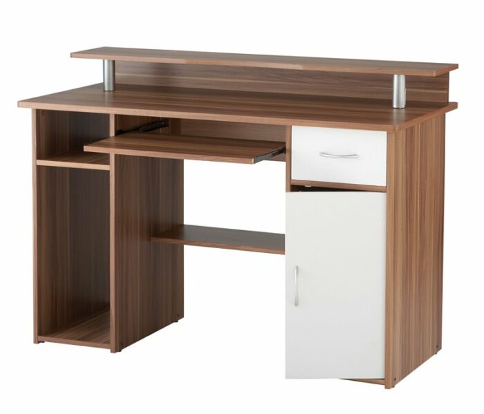 Alphason Albany Computer Desk with Storage - Walnut & White-0