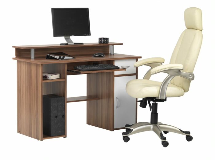 Alphason Albany Computer Desk with Storage - Walnut & White-20348