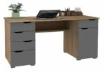 Alphason Kentucky Contemporary Desk in 3 Colours, White,Dk Oak & White or Lt Oak & Grey -0