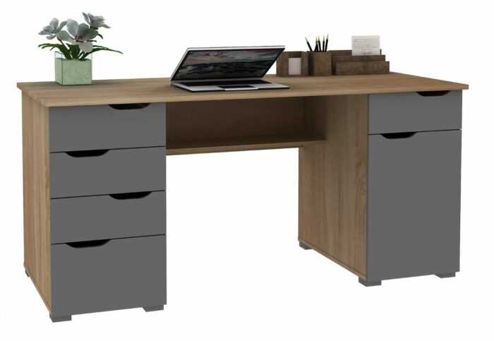 Alphason Kentucky Contemporary Desk in 3 Colours, White,Dk Oak & White or Lt Oak & Grey -0
