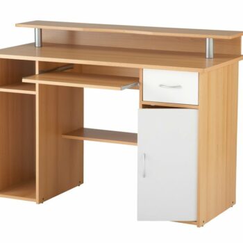 Alphason Albany Computer Desk with Storage - Beech & White-0