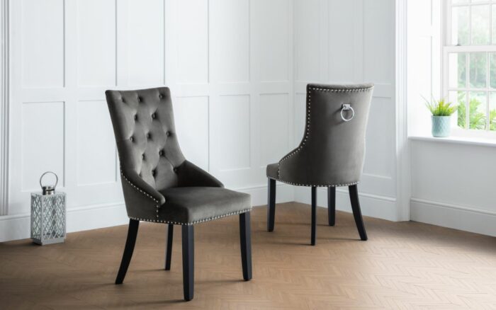 Julian Bowen Veneto Knockerback Chair Grey Velvet X 2-20488