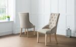 Julian Bowen Loire Oatmeal Cream Linen Button Dining Chair x 2-20477