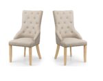 Julian Bowen Loire Oatmeal Cream Linen Button Dining Chair x 2-0