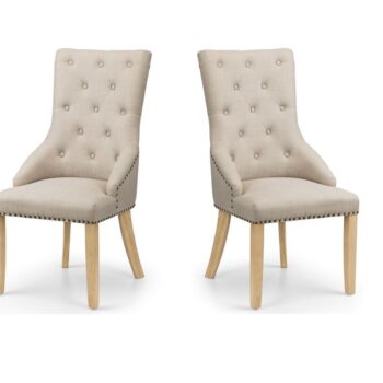 Julian Bowen Loire Oatmeal Cream Linen Button Dining Chair x 2-0