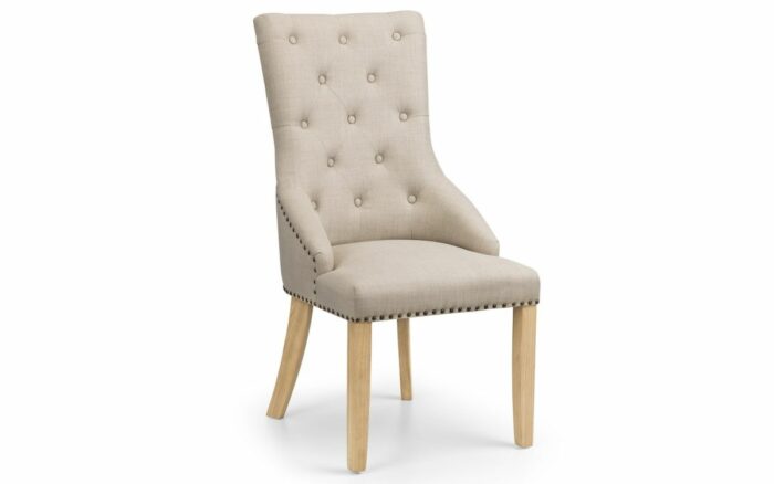 Julian Bowen Loire Oatmeal Cream Linen Button Dining Chair-0