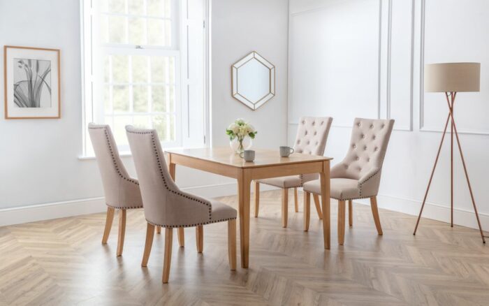 Julian Bowen Loire Oatmeal Cream Linen Button Dining Chair x 2-20479