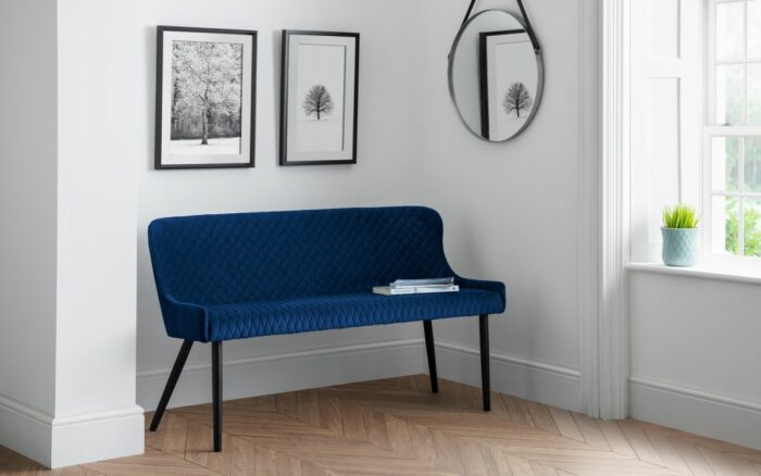 julian bowen Luxe Velvet Dining Bench Blue, Grey or Mustard-20517