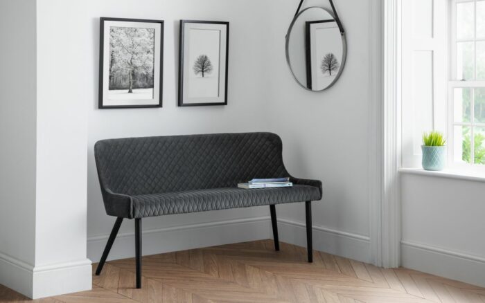 julian bowen Luxe Velvet Dining Bench Blue, Grey or Mustard-20513