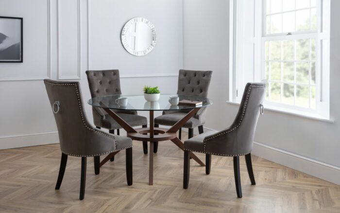 Julian Bowen Veneto Knockerback Chair Grey Velvet X 2-20491