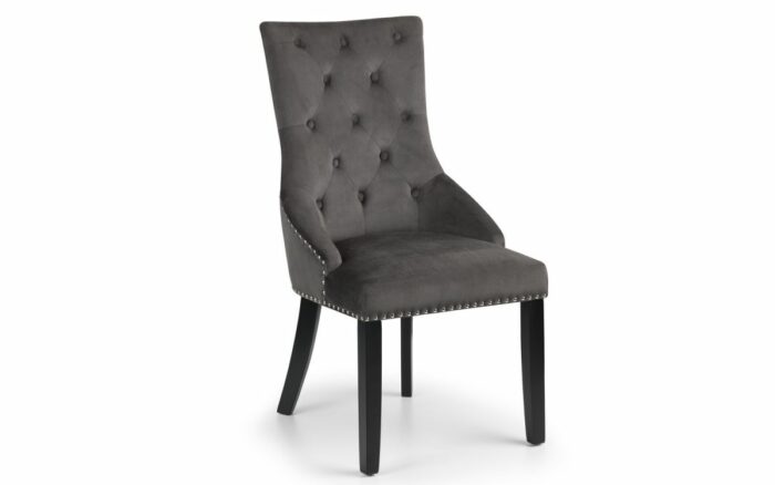 Julian Bowen Veneto Knockerback Chair Grey Velvet-0