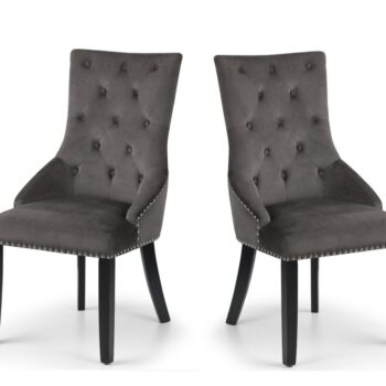 Julian Bowen Veneto Knockerback Chair Grey Velvet X 2-0