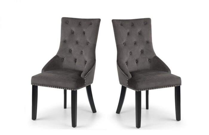 Julian Bowen Veneto Knockerback Chair Grey Velvet X 2-0