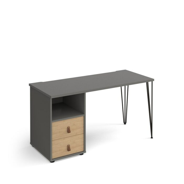 Dams Tikal straight desk 1400mm x 600mm with hairpin leg and support pedestal with drawers-20659