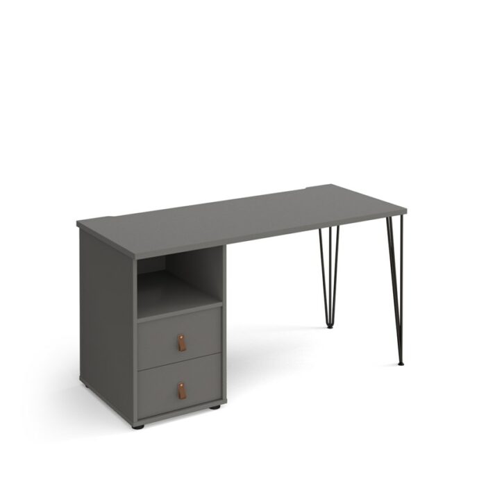 Dams Tikal straight desk 1400mm x 600mm with hairpin leg and support pedestal with drawers-0