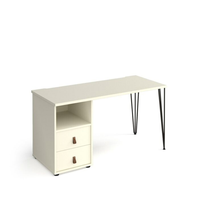 Dams Tikal straight desk 1400mm x 600mm with hairpin leg and support pedestal with drawers-20664