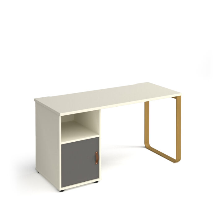 dams Cairo straight desk with support pedestal with cupboard door-20788