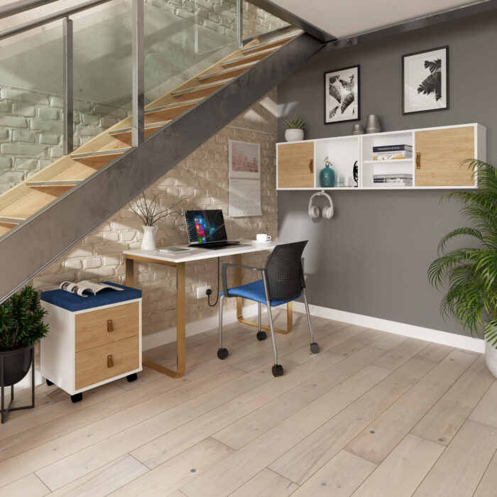 dams Cairo straight desk with support pedestal with cupboard door-20786