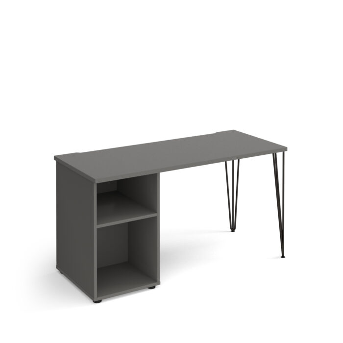 Dams Tikal straight desk 1400mm x 600mm with hairpin leg and support pedestal no cupboard door-20699