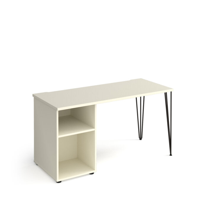 Dams Tikal straight desk 1400mm x 600mm with hairpin leg and support pedestal no cupboard door-20700