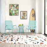 Novogratz Roberta Indoor or Outdoor Rocker Rocking Chair 3 pc Set in Aqua-21017