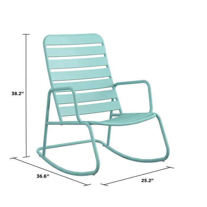 Novogratz Roberta Indoor or Outdoor Rocker Rocking Chair 3 pc Set in Aqua-21016