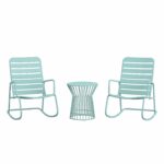Novogratz Roberta Indoor or Outdoor Rocker Rocking Chair 3 pc Set in Aqua-0