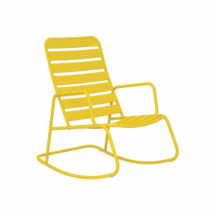 Novogratz Roberta Indoor or Outdoor Rocker Rocking Chair 3 pc Set in Yellow-21031